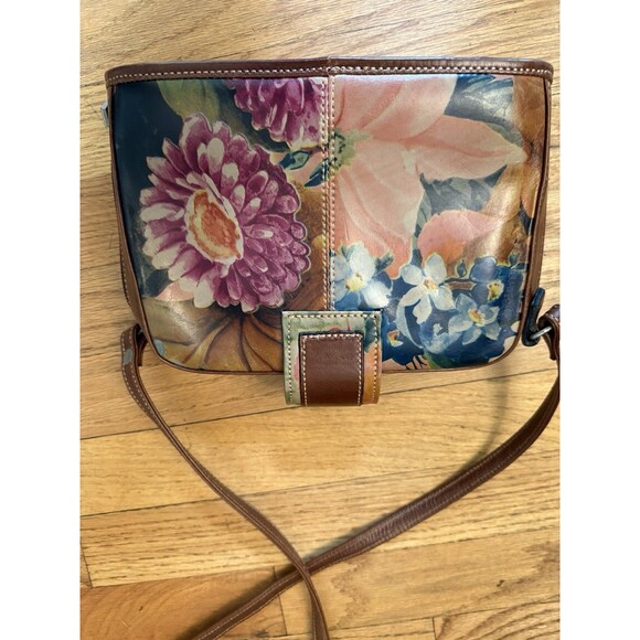 OZ Orifaz Argentine Brown Floral Cross Body Bag Leather Retro Vtg Y2k Artsy - Picture 10 of 11